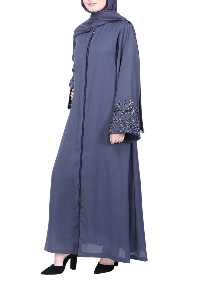 Being Muslims Starry Sleeves Luxury Grey Abaya