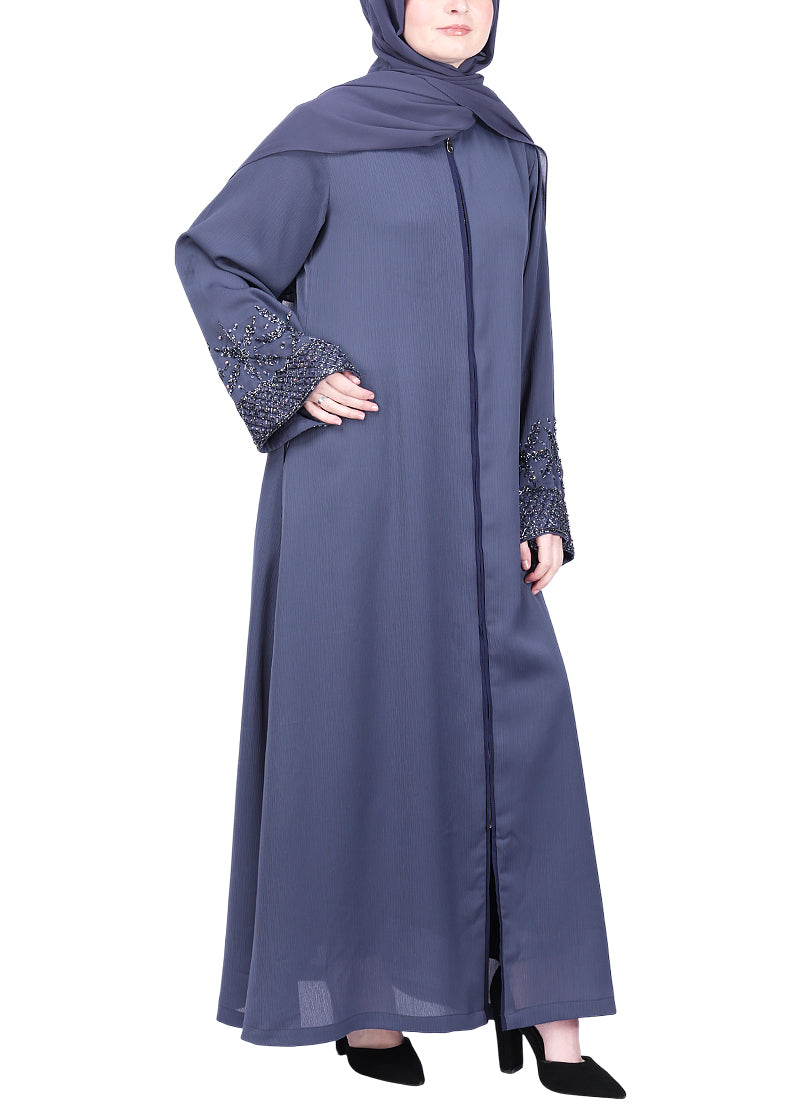 Being Muslims Starry Sleeves Luxury Grey Abaya