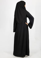 BeingMuslims Black button-front pleated flowy abaya