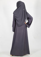 BeingMuslims Dark Grey button-front pleated flowy abaya