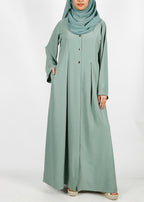 BeingMuslims Sage Green button-front pleated flowy abaya