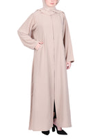 Being Muslims Sleek Beige Abaya with Zipper and Pockets
