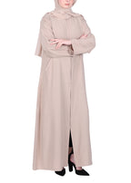 Being Muslims Sleek Beige Abaya with Zipper and Pockets