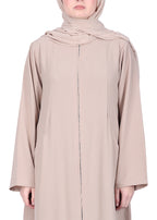 Being Muslims Sleek Beige Abaya with Zipper and Pockets