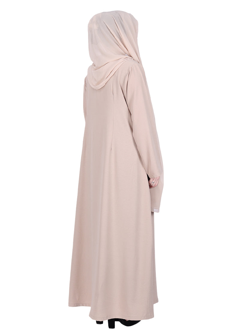 Being Muslims Sleek Beige Abaya with Zipper and Pockets
