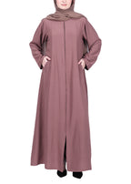 Being Muslims Sleek Burnish Brown Abaya with Zipper and Pockets