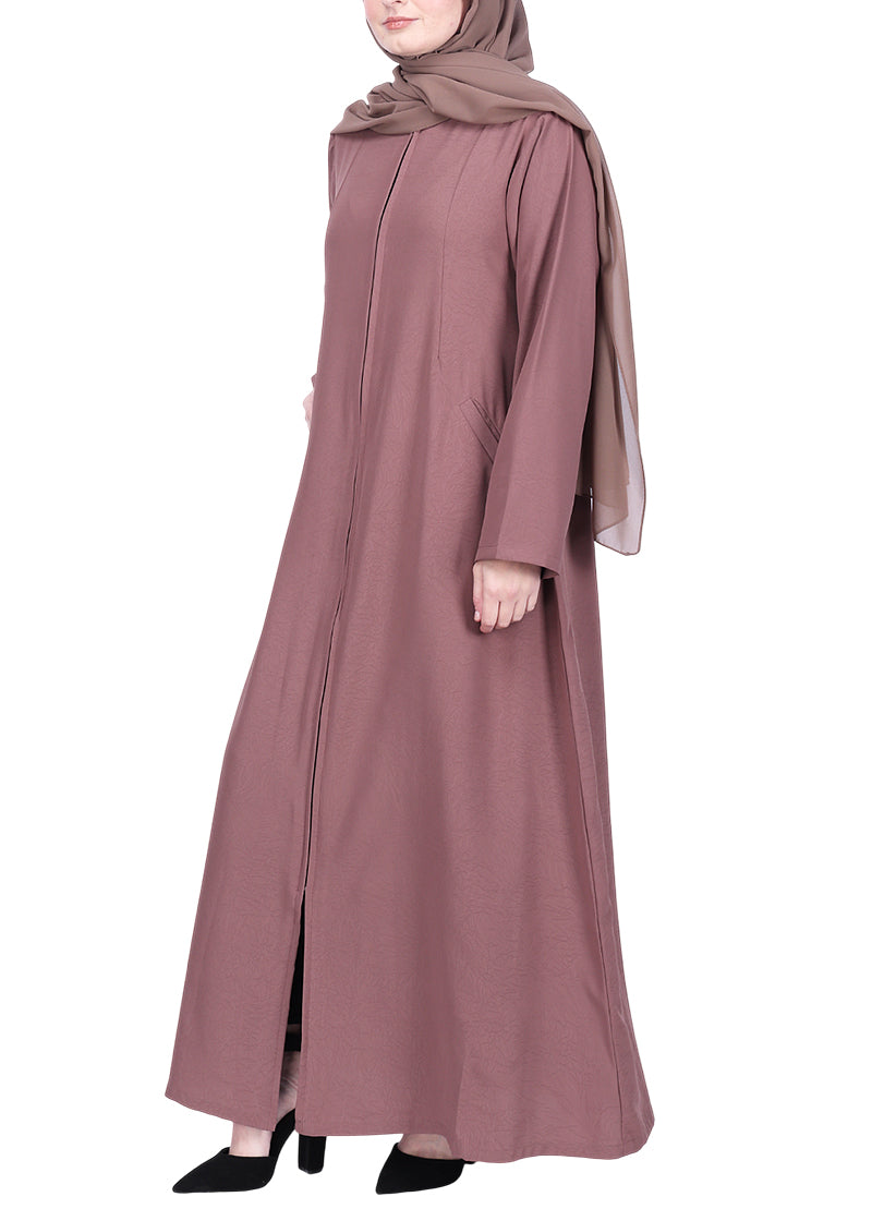 Being Muslims Sleek Burnish Brown Abaya with Zipper and Pockets