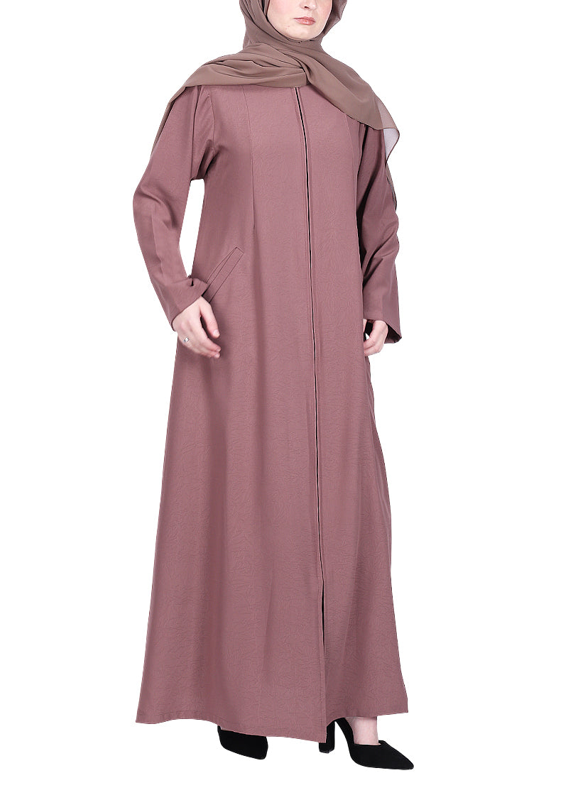 Being Muslims Sleek Burnish Brown Abaya with Zipper and Pockets