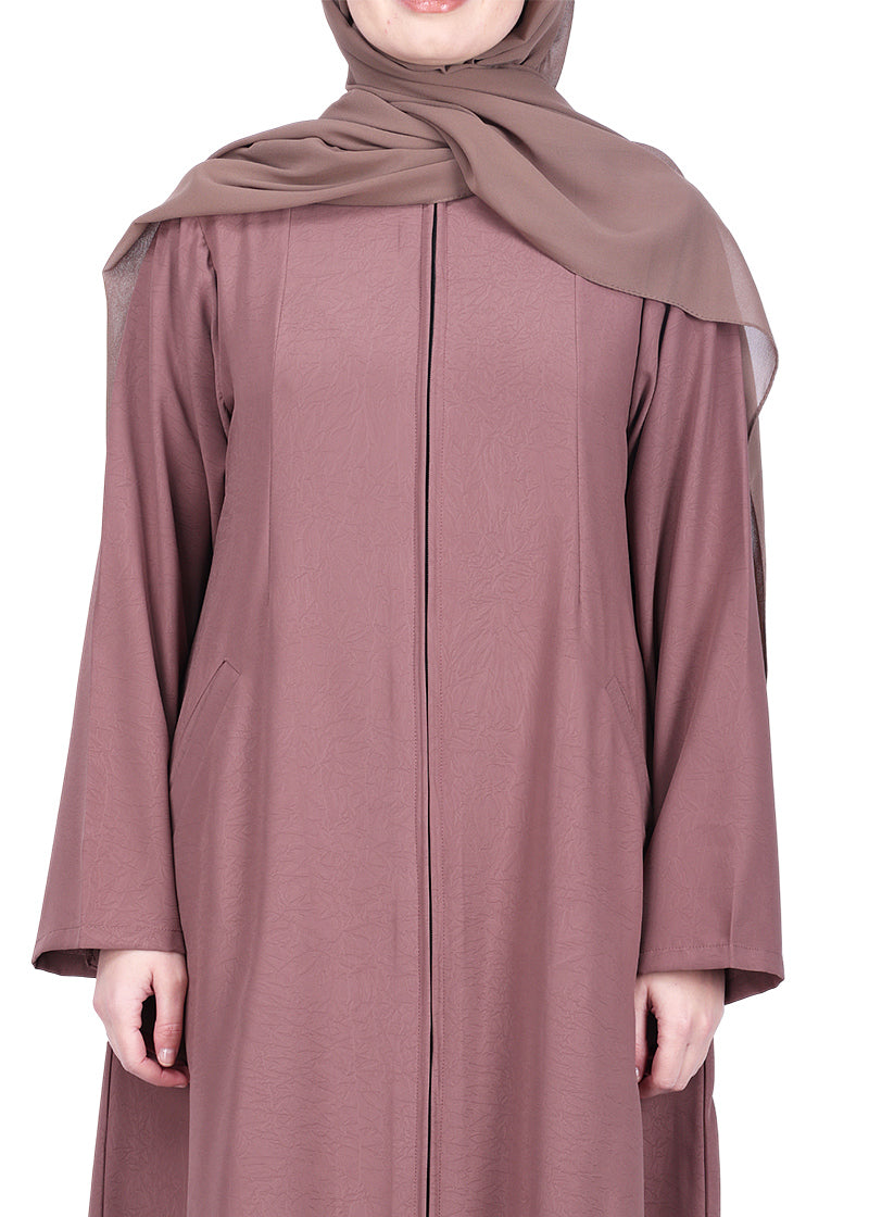 Being Muslims Sleek Burnish Brown Abaya with Zipper and Pockets