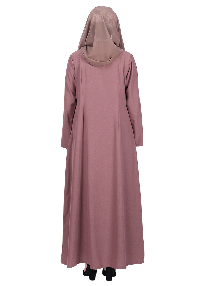 Being Muslims Sleek Burnish Brown Abaya with Zipper and Pockets
