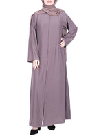 Being Muslims Sleek Dull Purple Abaya with Zipper and Pockets