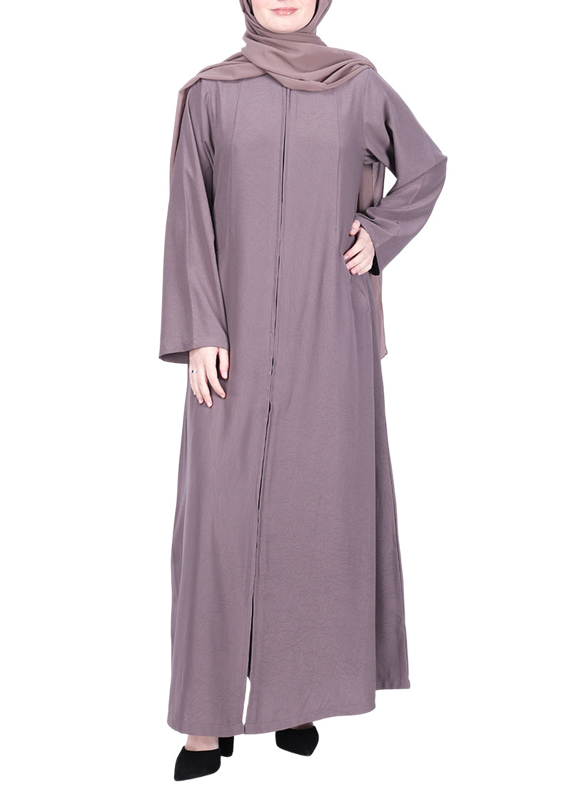 Being Muslims Sleek Dull Purple Abaya with Zipper and Pockets
