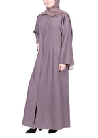 Being Muslims Sleek Dull Purple Abaya with Zipper and Pockets