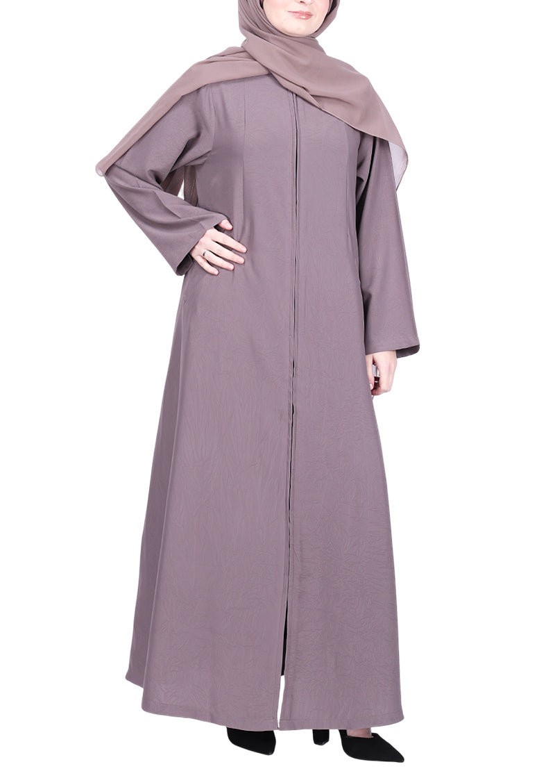 Being Muslims Sleek Dull Purple Abaya with Zipper and Pockets
