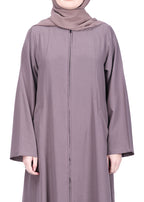 Being Muslims Sleek Dull Purple Abaya with Zipper and Pockets