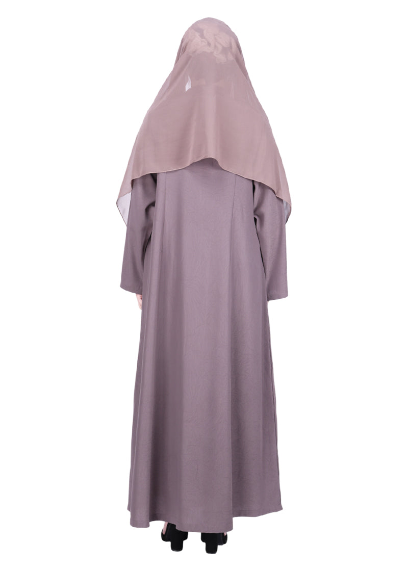 Being Muslims Sleek Dull Purple Abaya with Zipper and Pockets