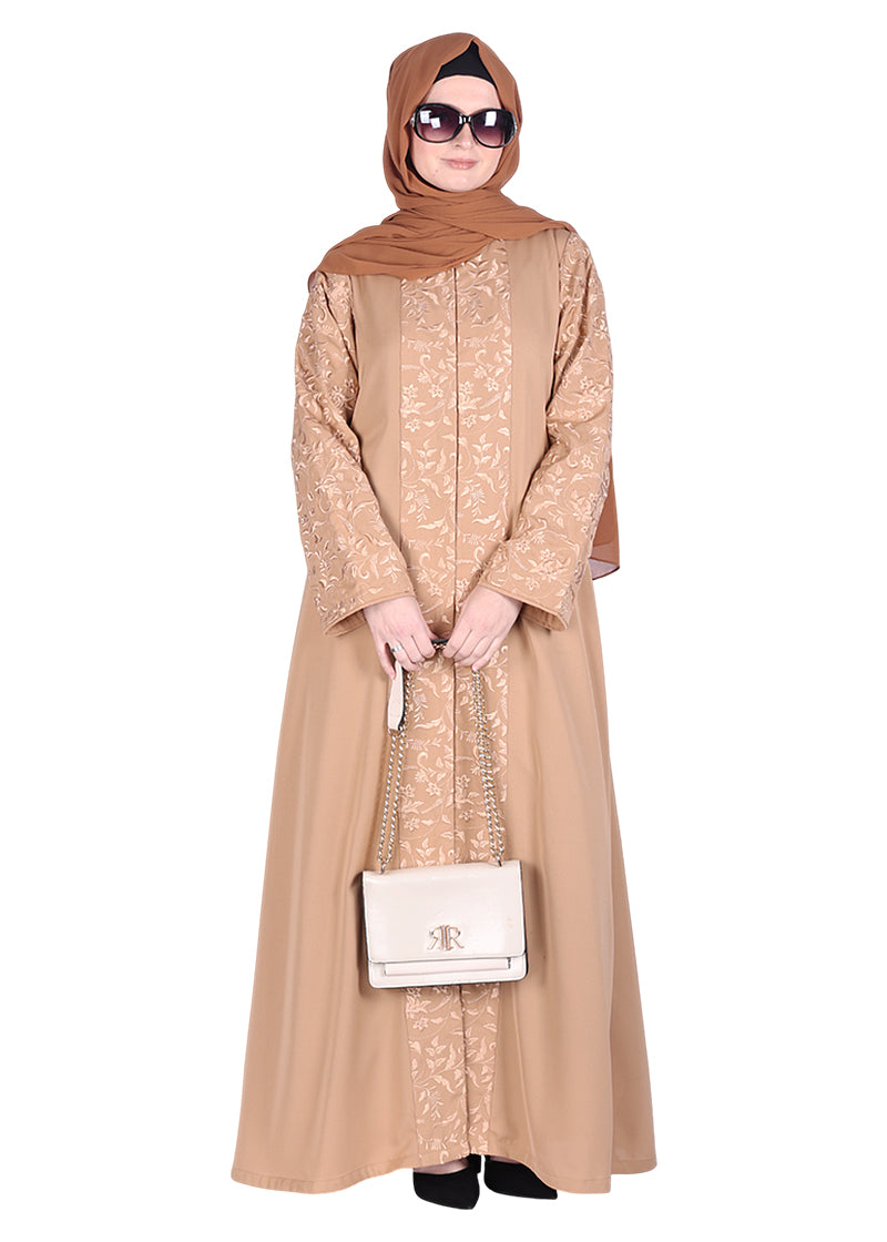 Being Muslims Beige Abaya with Magnificent Rich Embroidery