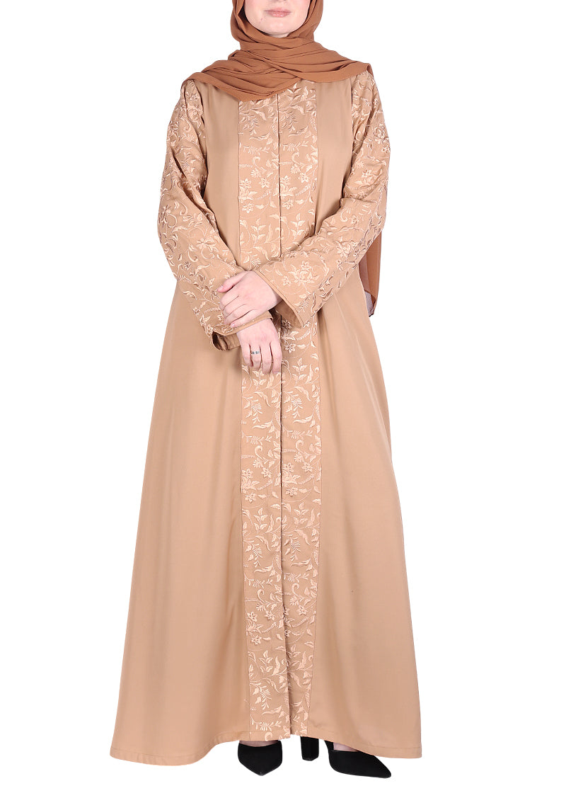 Being Muslims Beige Abaya with Magnificent Rich Embroidery