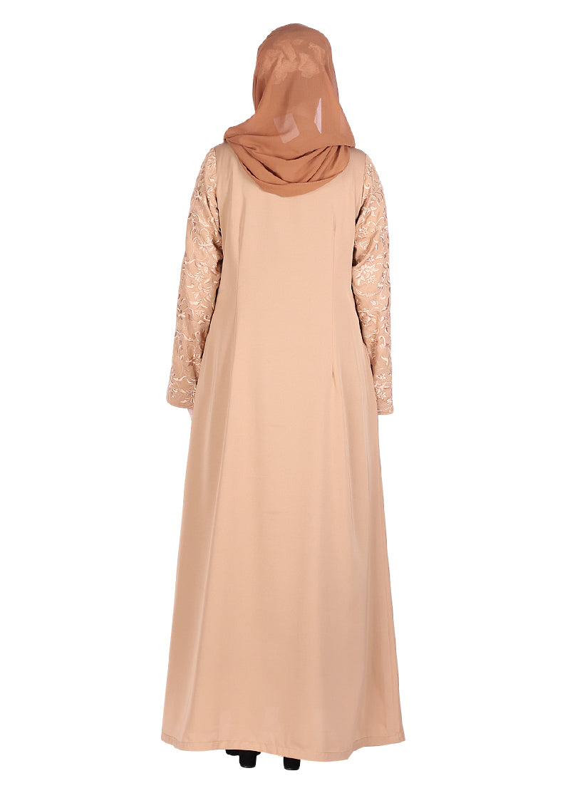 Being Muslims Beige Abaya with Magnificent Rich Embroidery