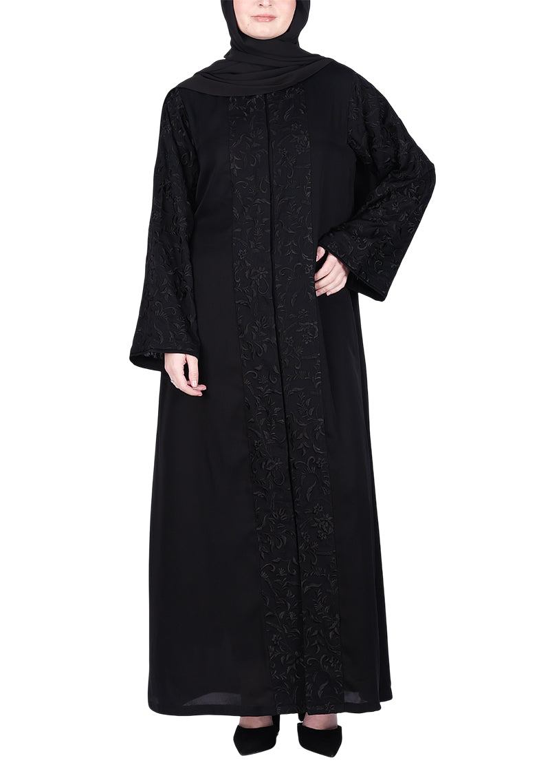 Being Muslims Black Abaya with Magnificent Rich Embroidery