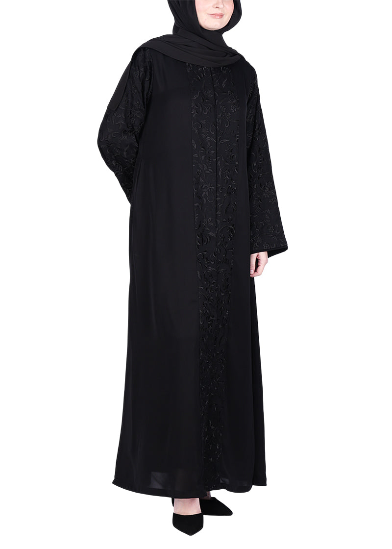 Being Muslims Black Abaya with Magnificent Rich Embroidery