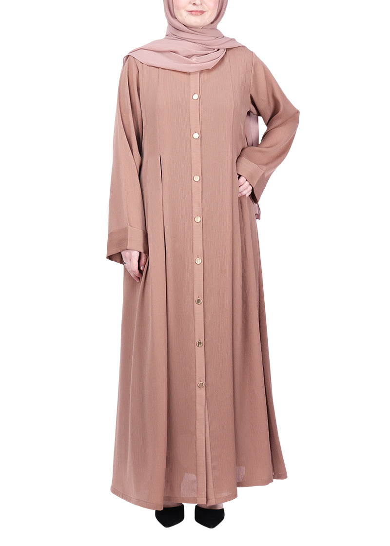 Being Muslims Simple n Stylish Beige Front Open Abaya