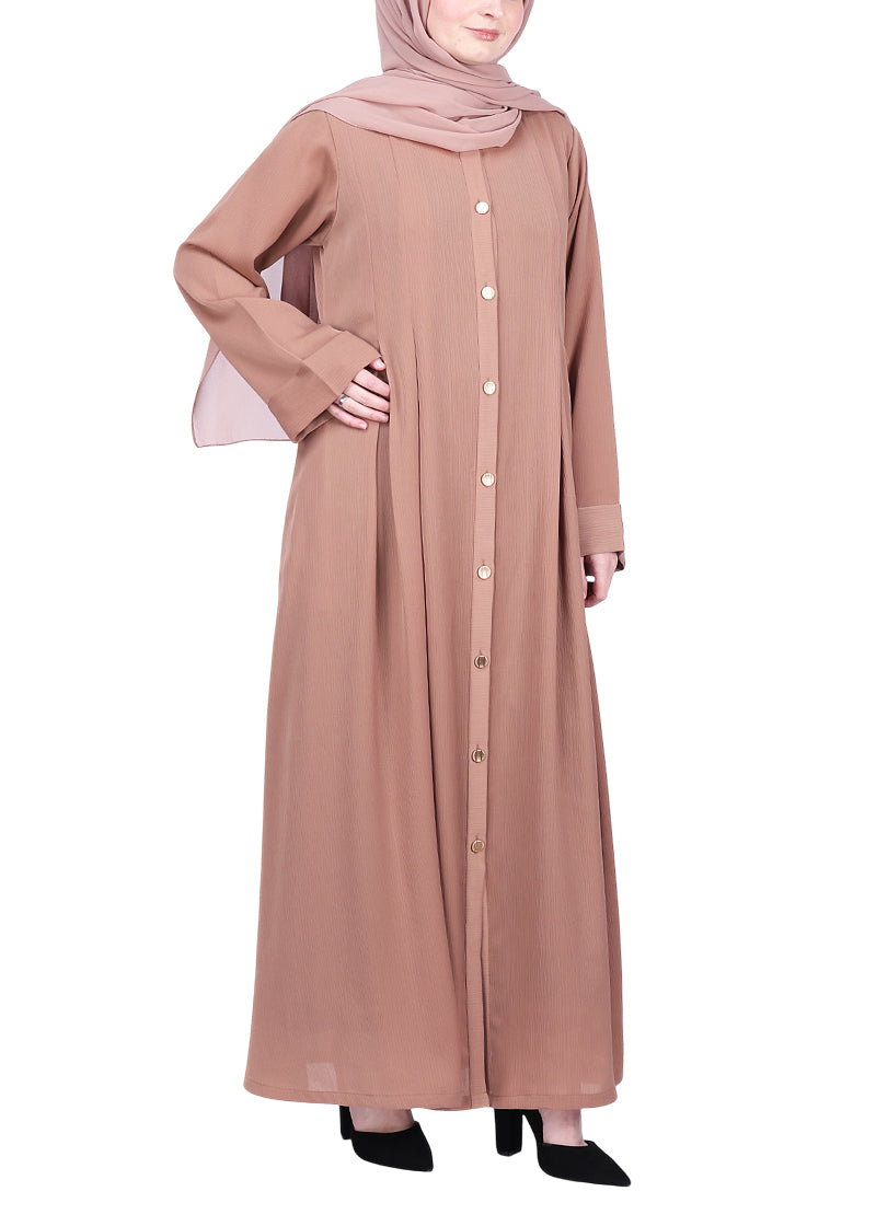 Being Muslims Simple n Stylish Beige Front Open Abaya