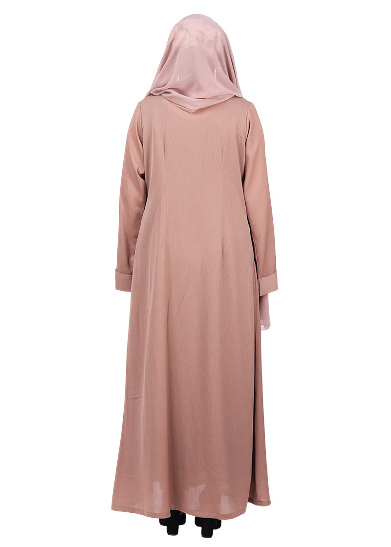 Being Muslims Simple n Stylish Beige Front Open Abaya