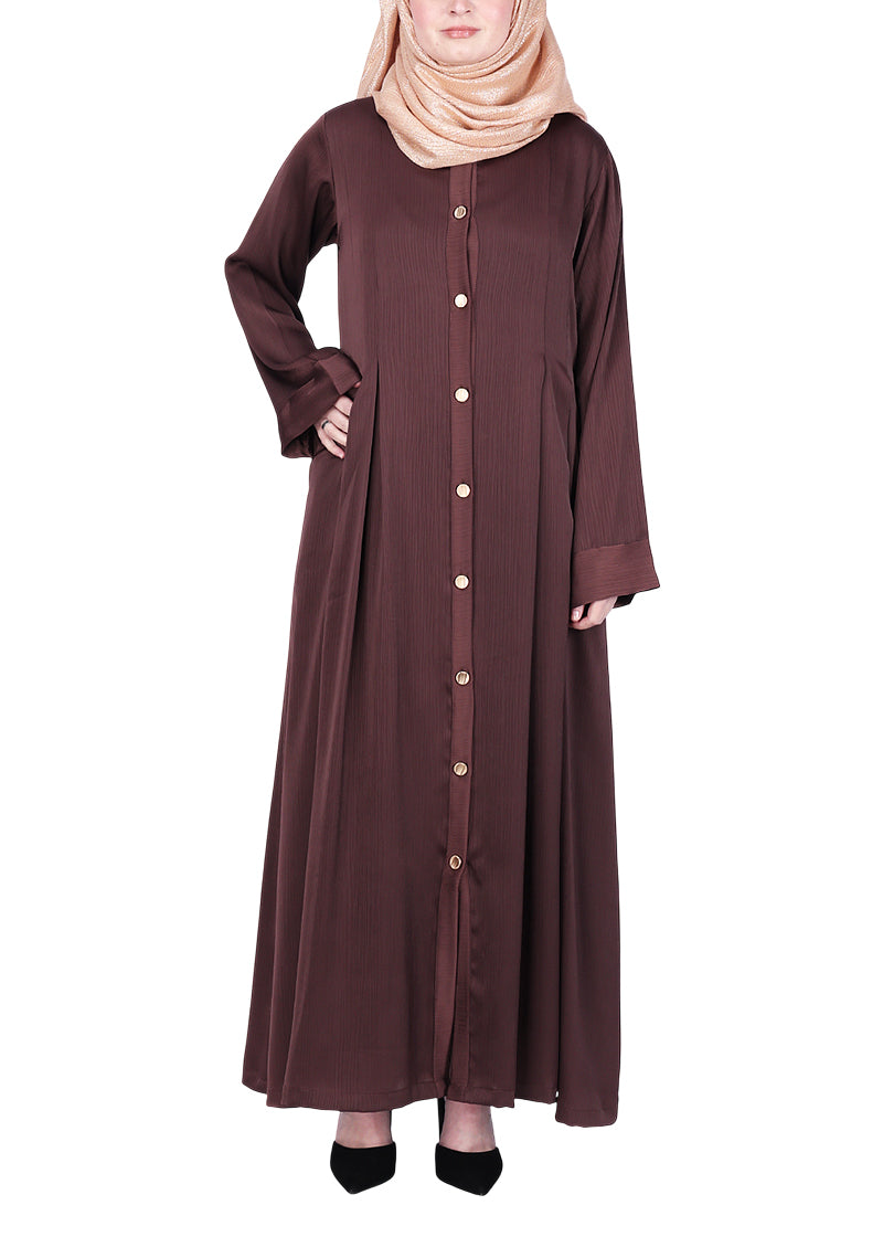 Being Muslims Simple n Stylish Brown Front Open Abaya