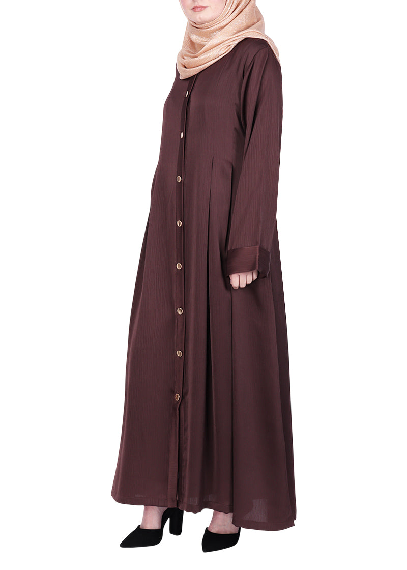 Being Muslims Simple n Stylish Brown Front Open Abaya