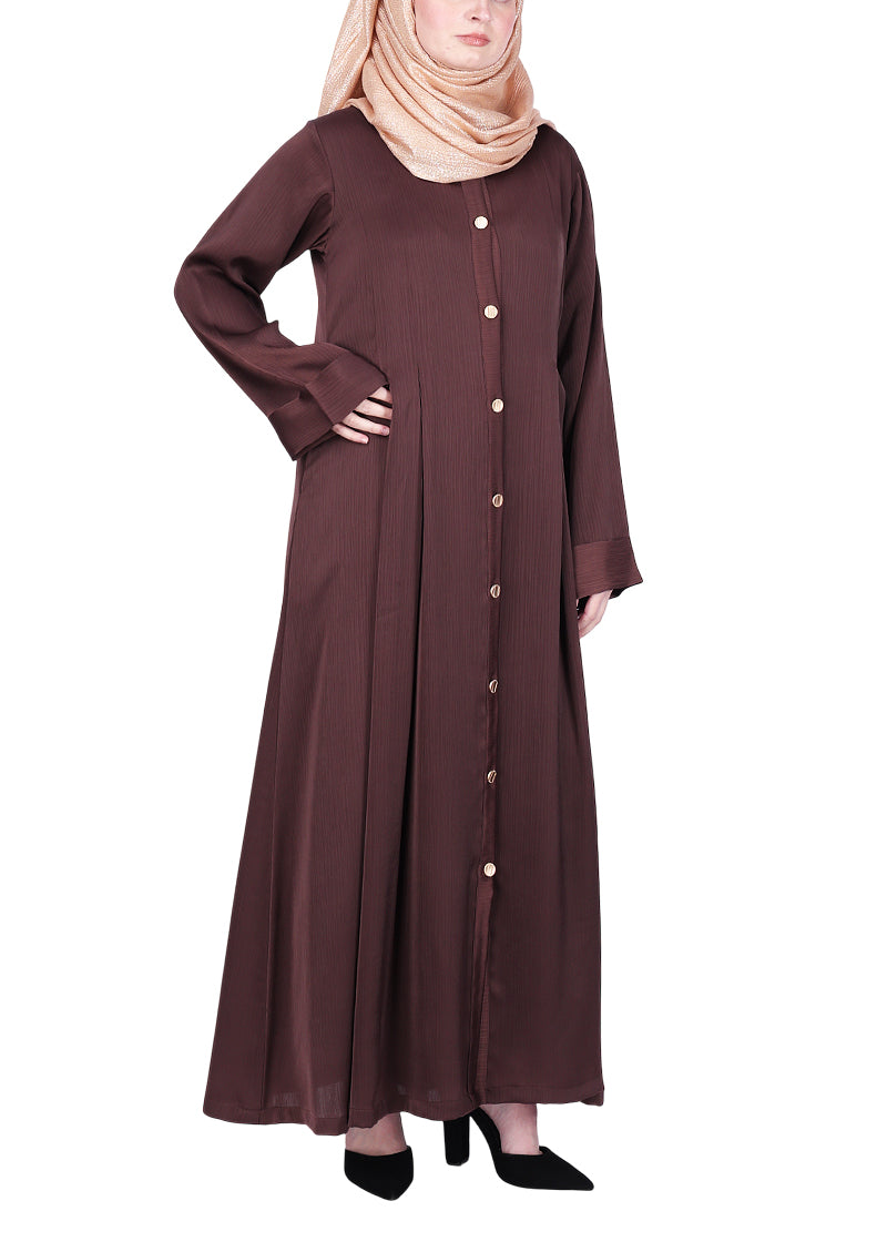 Being Muslims Simple n Stylish Brown Front Open Abaya
