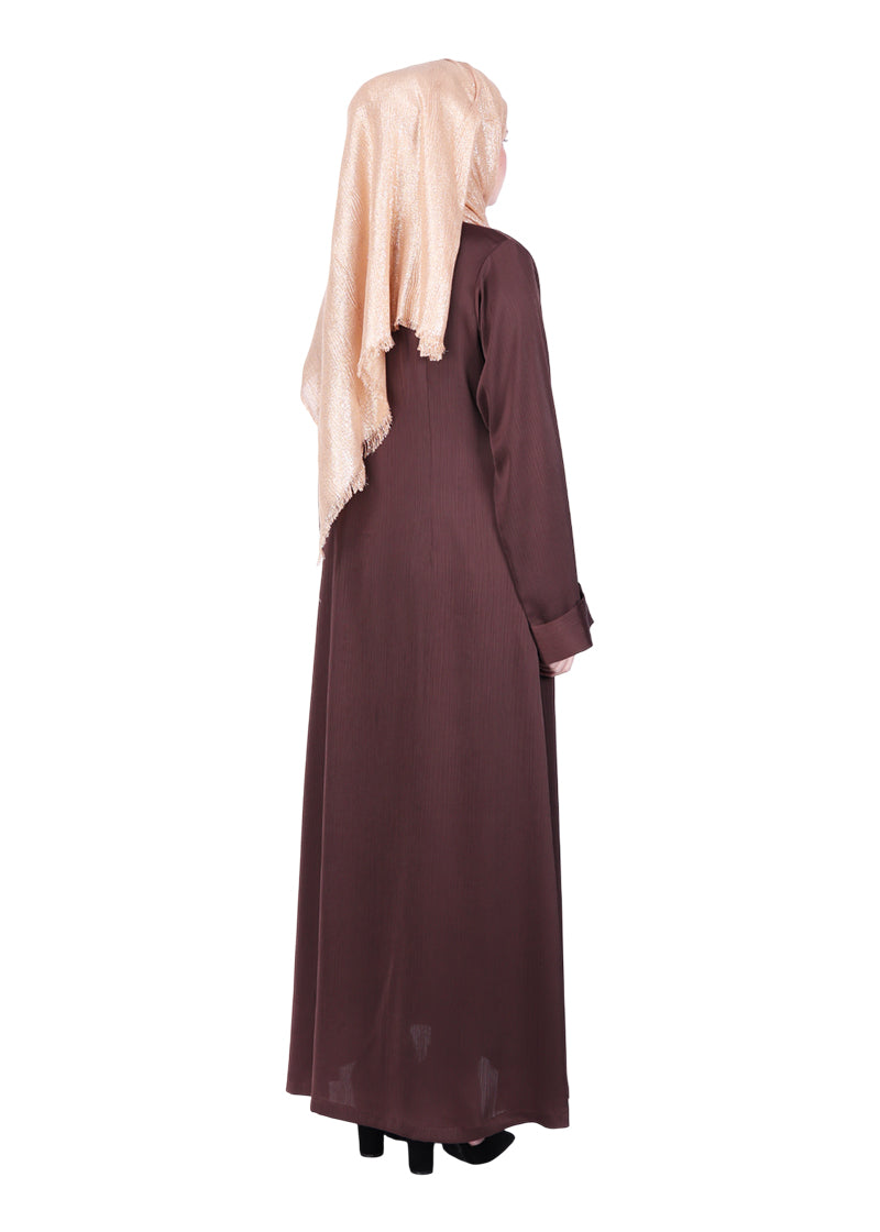 Being Muslims Simple n Stylish Brown Front Open Abaya