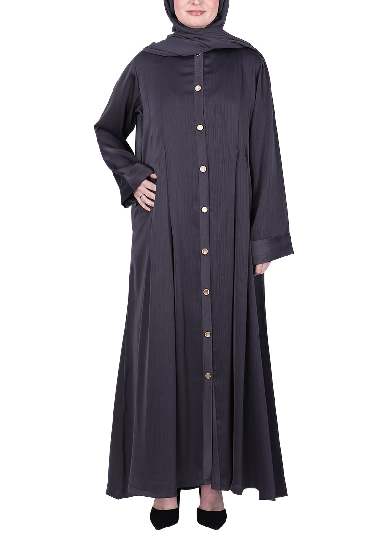 Being Muslims Simple n Stylish Dark Grey Front Open Abaya