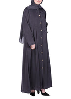 Being Muslims Simple n Stylish Dark Grey Front Open Abaya