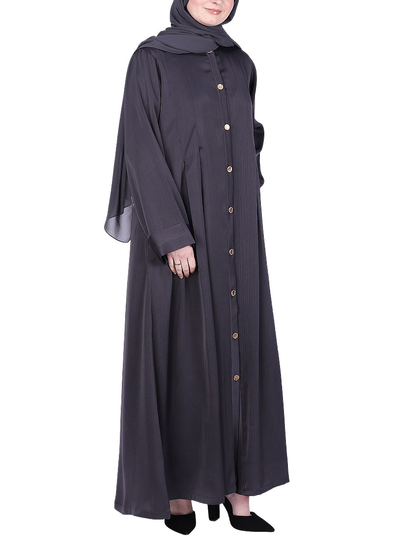 Being Muslims Simple n Stylish Dark Grey Front Open Abaya