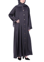 Being Muslims Simple n Stylish Dark Grey Front Open Abaya