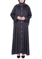 Being Muslims Simple n Stylish Dark Grey Front Open Abaya