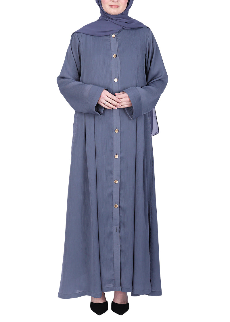 Being Muslims Simple n Stylish Light Grey Front Open Abaya