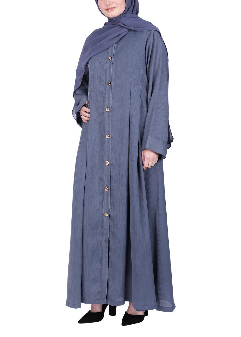 Being Muslims Simple n Stylish Light Grey Front Open Abaya