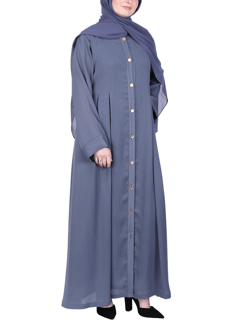 Being Muslims Simple n Stylish Light Grey Front Open Abaya
