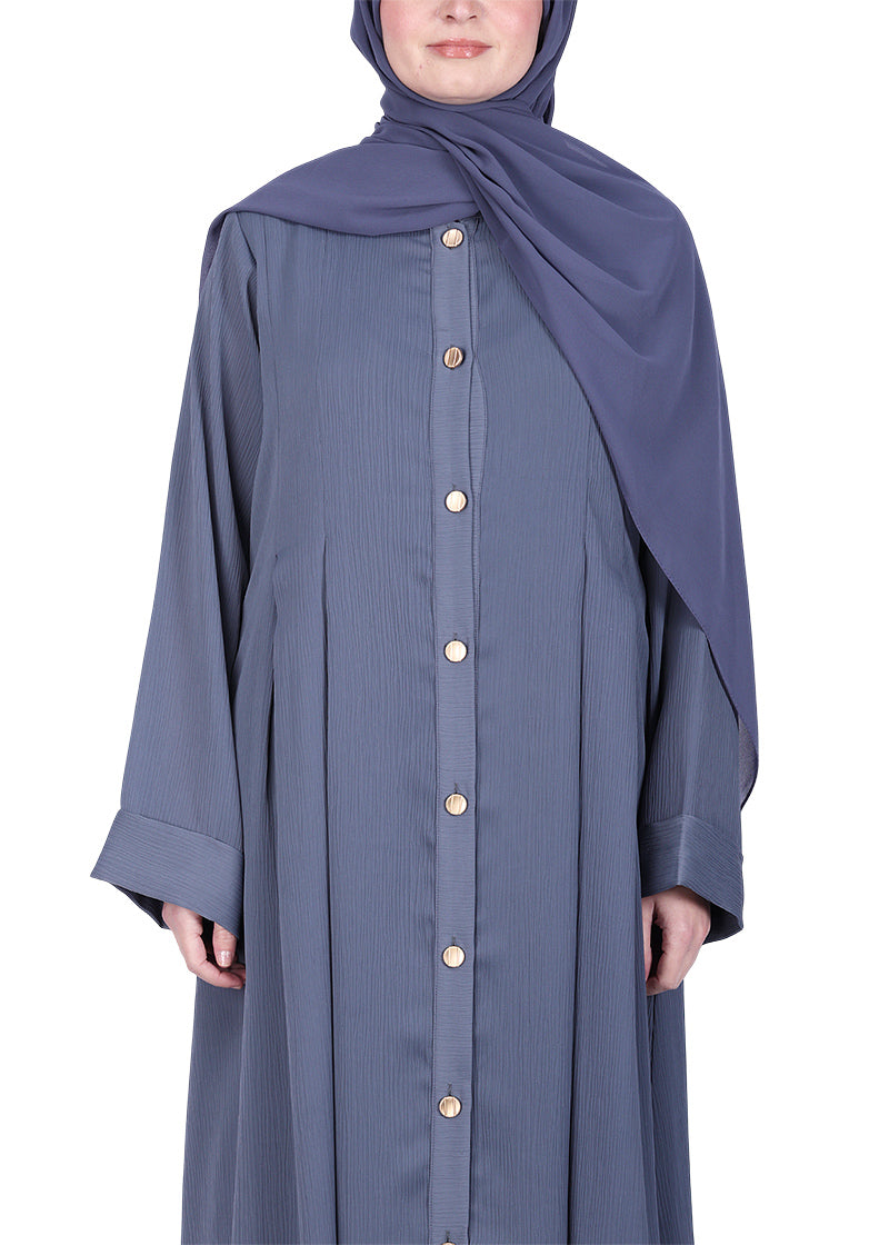 Being Muslims Simple n Stylish Light Grey Front Open Abaya