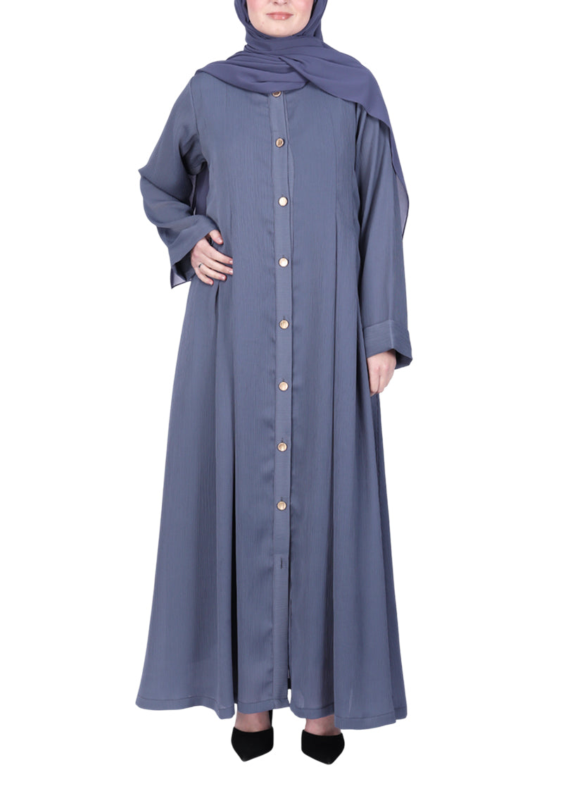 Being Muslims Simple n Stylish Light Grey Front Open Abaya