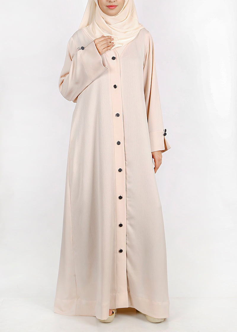 BeingMuslims Flowy Distinguished Beige Abaya