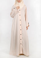 BeingMuslims Flowy Distinguished Beige Abaya