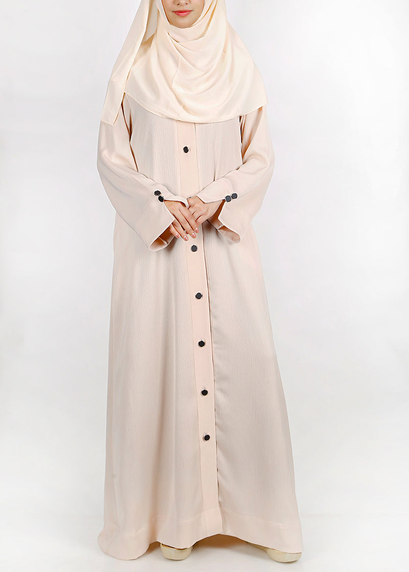 BeingMuslims Flowy Distinguished Beige Abaya