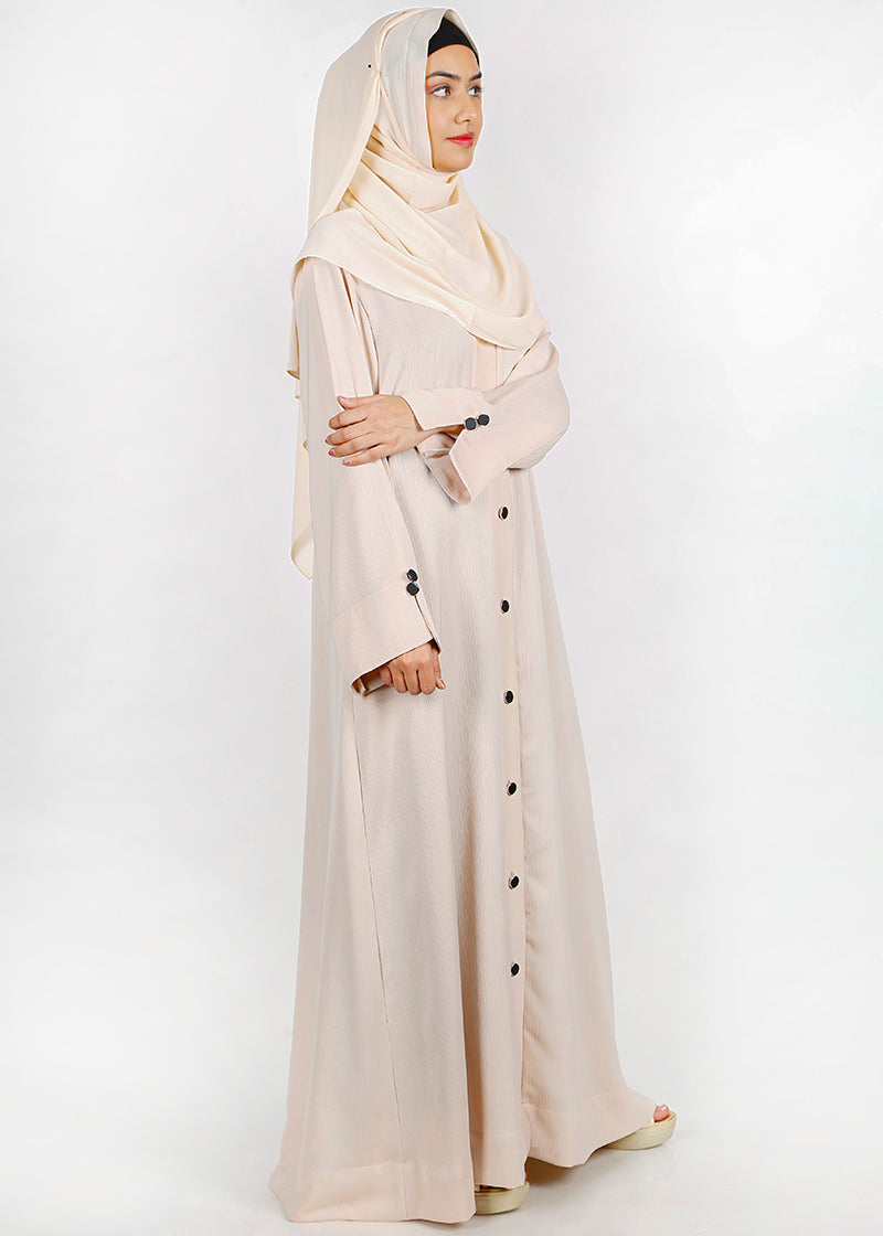 BeingMuslims Flowy Distinguished Beige Abaya