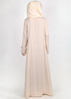 BeingMuslims Flowy Distinguished Beige Abaya
