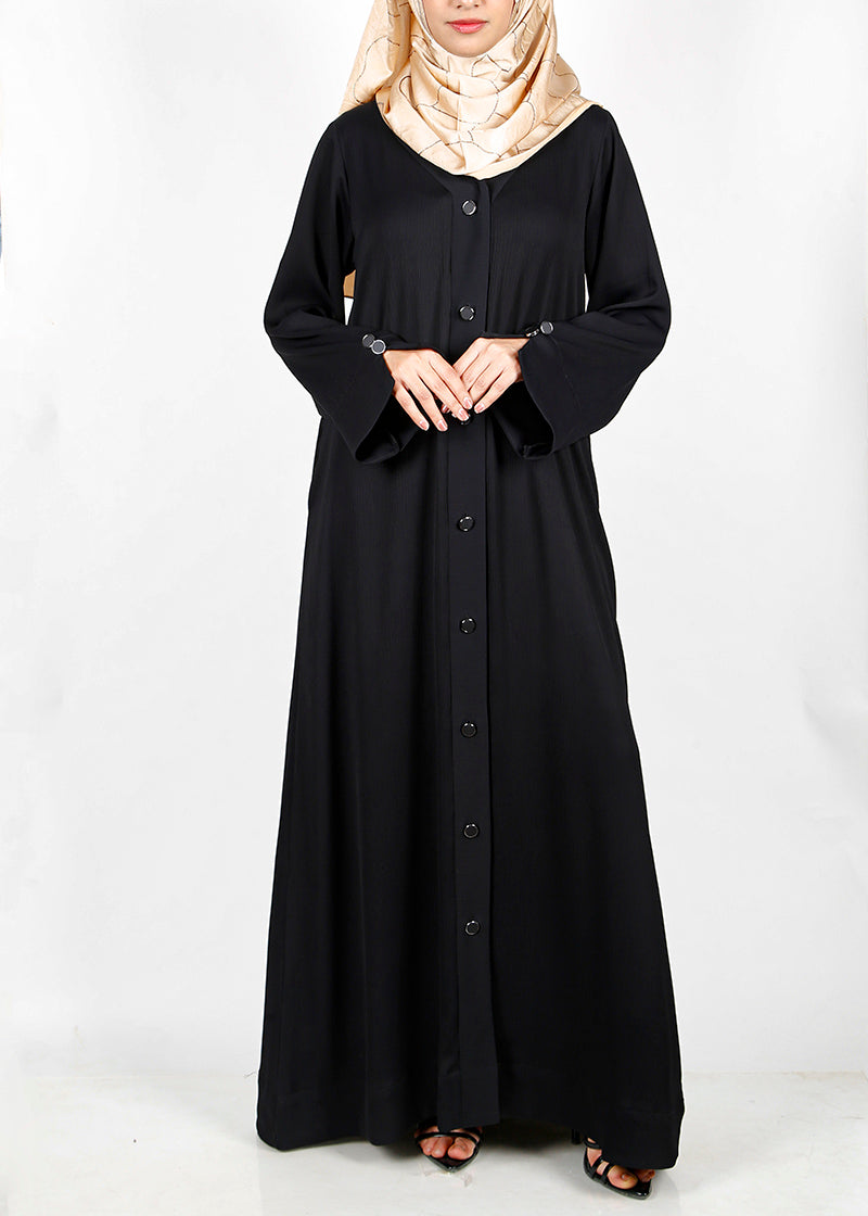 BeingMuslims Flowy Distinguished Black Abaya