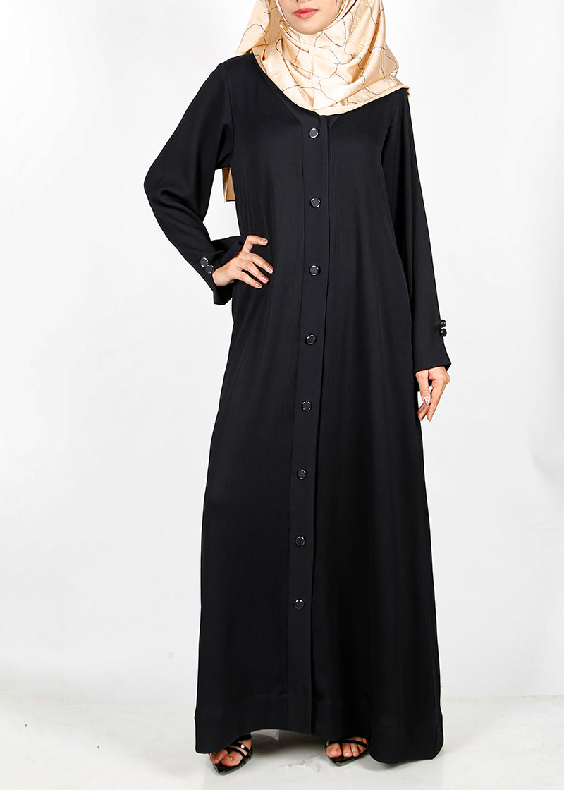 BeingMuslims Flowy Distinguished Black Abaya