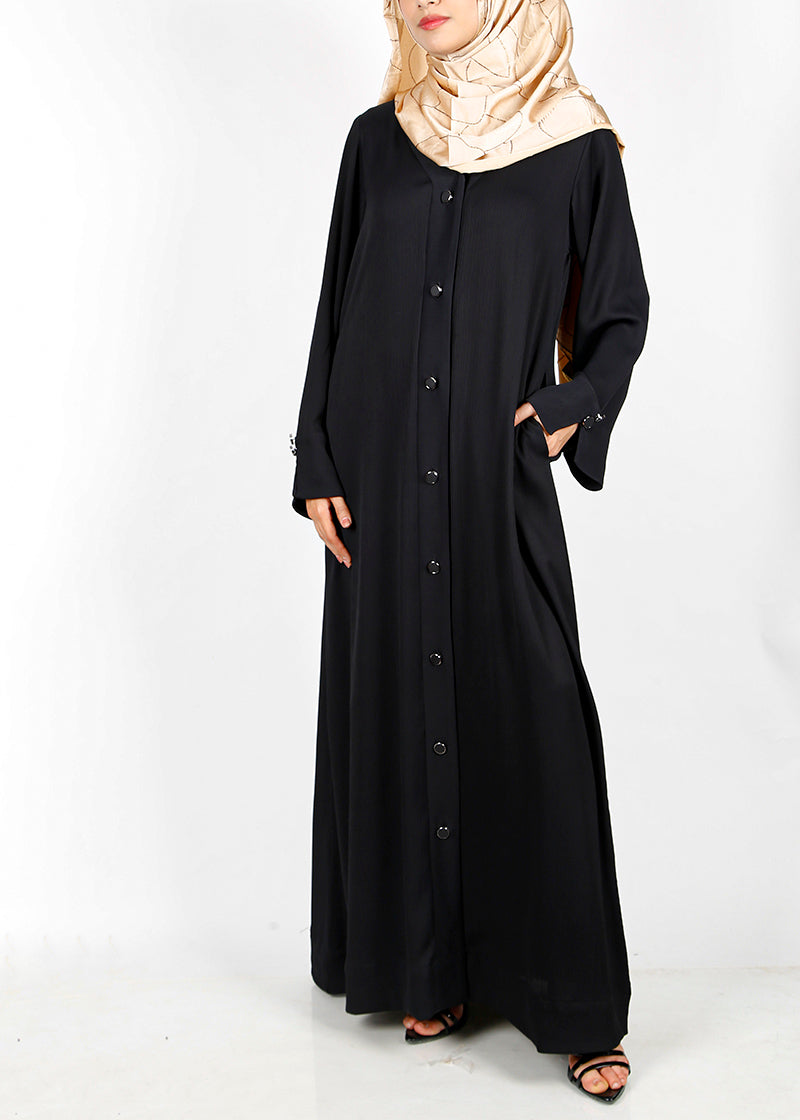 BeingMuslims Flowy Distinguished Black Abaya
